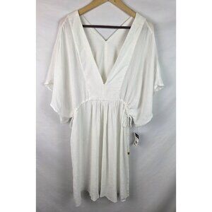Lauren Ralph Lauren Swimsuit Cover Up Womens Size Large White Crinkle Tunic Top